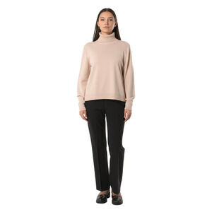 GAP Sweater Womens Size M Light Beige Turtleneck Ribbed Long Sleeve Cozy Classic